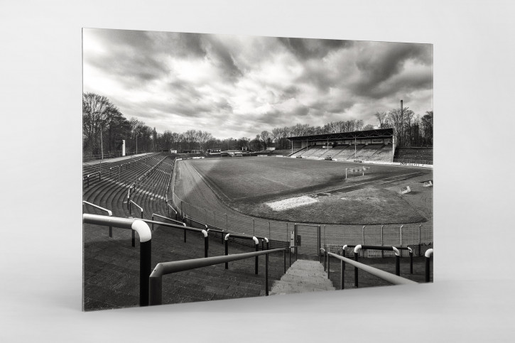 Stadion am Schloss Strünkede in Schwarzweiß - Westfalia Herne Foto von Christoph Buckstegen als Wandbild
