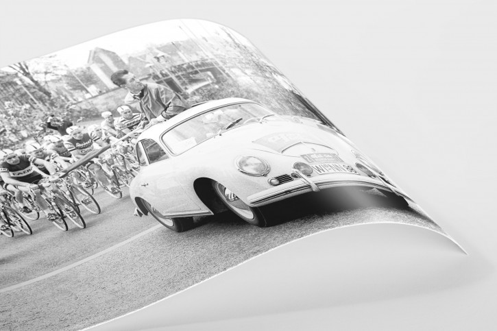 Fahrerfeld hinter Startwagen - Wandbild Radsport Deutschland-Rundfahrt 1961