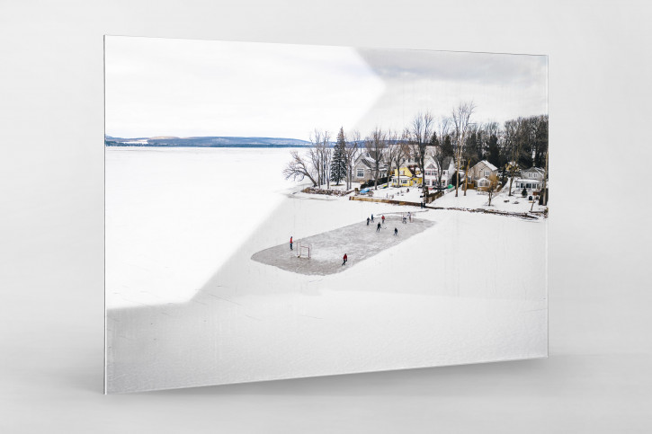 Wandbild: Eishockey im schneebedeckten Québec