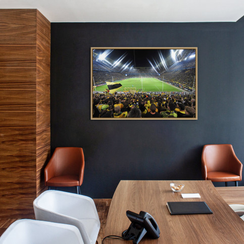 Flutlichtspiel in Dortmund von der Südtribüne aus - Wandbild