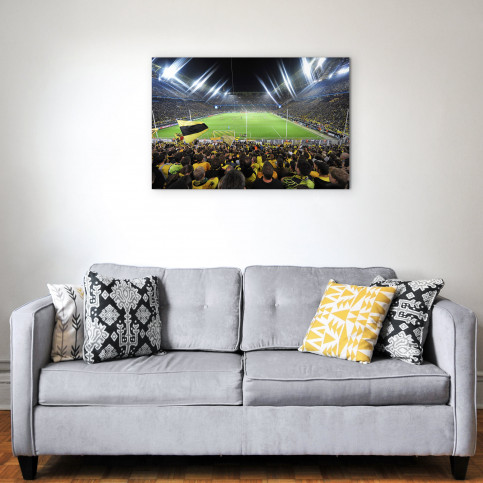 Flutlichtspiel in Dortmund von der Südtribüne aus - Wandbild