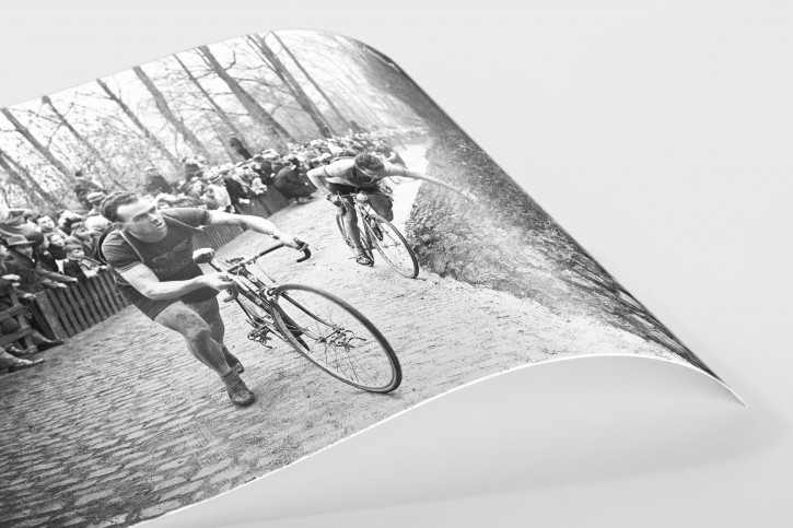 Fahrradschieben auf der Flandern-Rundfahrt 1952 - Wandbild