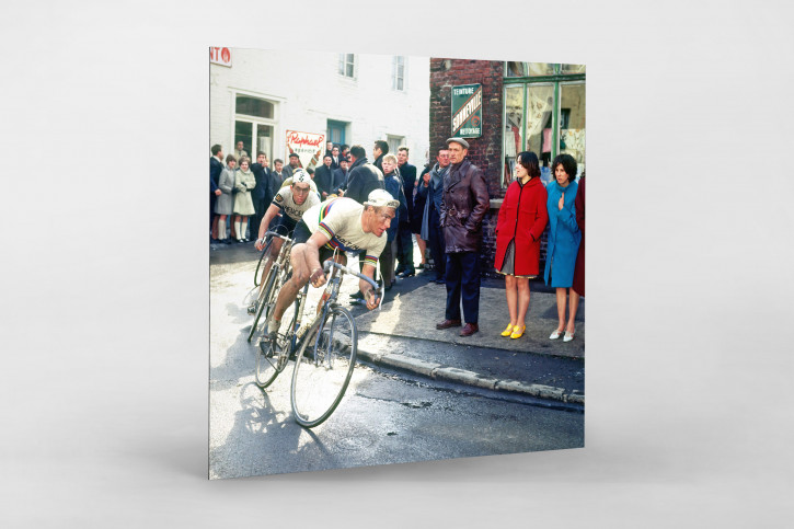 Wandbild: Altig und Merckx in Geraardsbergen 1967 - Paris-Roubaix Eintagesrennen - historische Radsport Fotografie