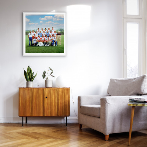 Wandbild: HSV 1983 - Mannschaftsfoto des Hamburger SV mit Meisterschale und Europapokal