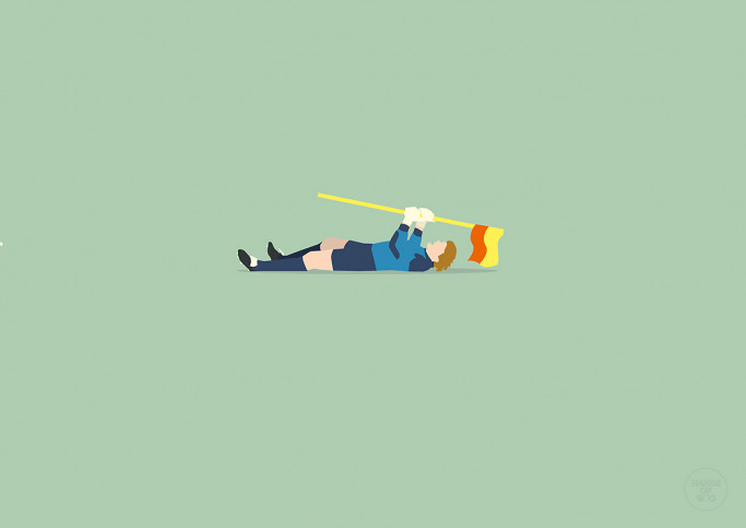 Titan und Eckfahne - Fußball Illustration Poster - Hands Of God x 11FREUNDE