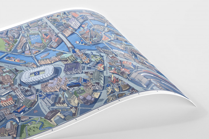 Fußballstadt Hamburg (Stadtplan mit HSV-Wortspielen / Design: Paul Grabowski)