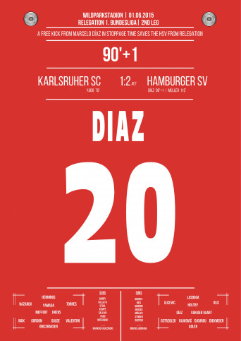 Poster: Marcelo Diaz vs. Karlsruher SC - Freistoßtor rettet den HSV die Relegation 2015