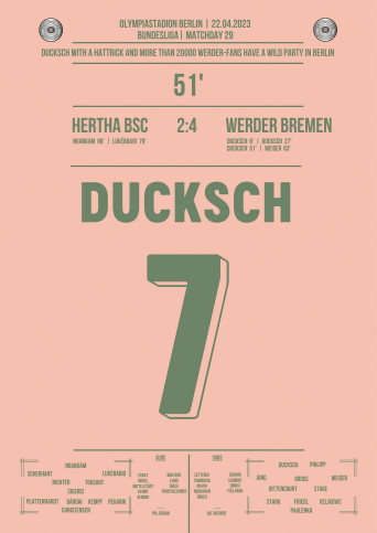Poster: Marvin Duksch vs. Hertha BSC - Dreierpack sichert Klassenerhalt für Werder Bremen