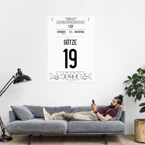 Poster: Mario Götze vs. Argentinien - Siegtreffer für die DFB-Elf zum Weltmeistertitel 2014 in der Verlängerung