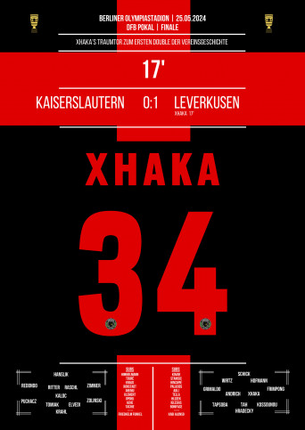 Poster: Xhaka vs. Kaiserslautern - Siegtor Bayer Leverkusen im DFB Pokalfinale 2024