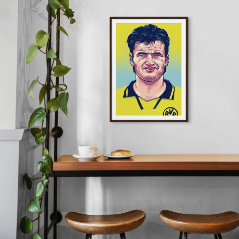 Stéphane in Dortmund by Ronny Heimann - Helden der Liga 1990er Jahre - illustriert von Ronny Heimann