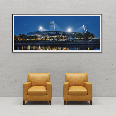 Weserstadion bei Flutlicht (Panorama) - Wandbild