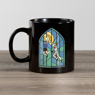 Fußballtasse / Kaffeebecher Black Edition: In Football We Trust (Cathedral) (Design: Hands Of God)