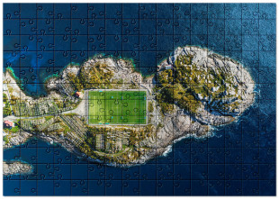 Puzzle: Fußballplatz auf den Lofoten