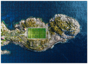 Puzzle: Fußballplatz auf den Lofoten