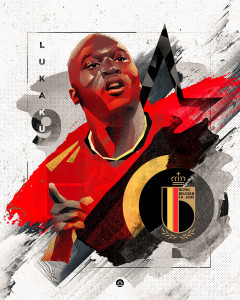 Romelu by Nicholas Chuan - Lukaku Collage Poster