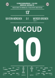 Poster: Johan Micoud vs. München - Schöner Treffer von Werder Bremens Franzosen 2003
