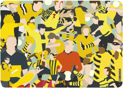 Magnettafel: Dortmund Clash (Design: Hands Of God) - Borussia Dortmund magnetisches Blechschild in 70 x 50 cm