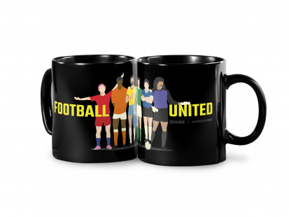 Fußballtasse / Kaffeebecher Black Edition: Football United (Design: Hands Of God)