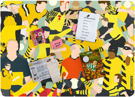 Magnettafel: Dortmund Clash (Design: Hands Of God) - Borussia Dortmund magnetisches Blechschild in 70 x 50 cm
