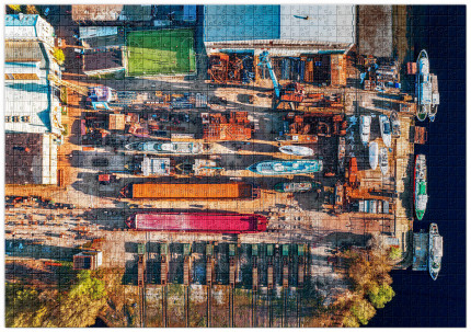Puzzle: Spielfeld im Hafen