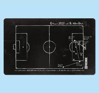 11FREUNDE-Frühstücksbrettchen: Gaus 2023 (Siegtor 1. FC Saarbrücken vs. Bayern München)