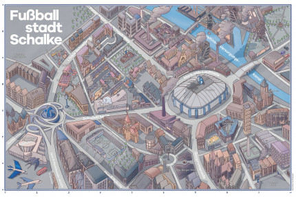 Fußballstadt Schalke- Stadtplan Gelsenkirchen mit S04-Wortspielen (Design: Paul Grabowski)