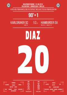 Poster: Marcelo Diaz vs. Karlsruher SC - Freistoßtor rettet den HSV die Relegation 2015