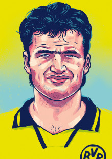 Stéphane in Dortmund by Ronny Heimann - Helden der Liga 1990er Jahre - illustriert von Ronny Heimann