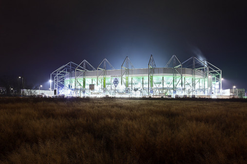 Borussia Park bei Flutlicht (Farbe) - Wandbild