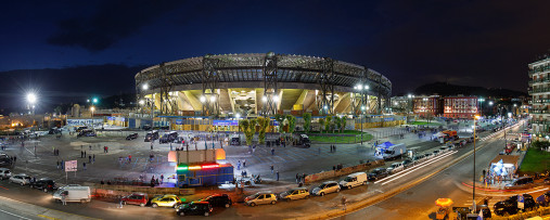 Stadio San Paolo bei Flutlicht (Panorama) - Wandbild