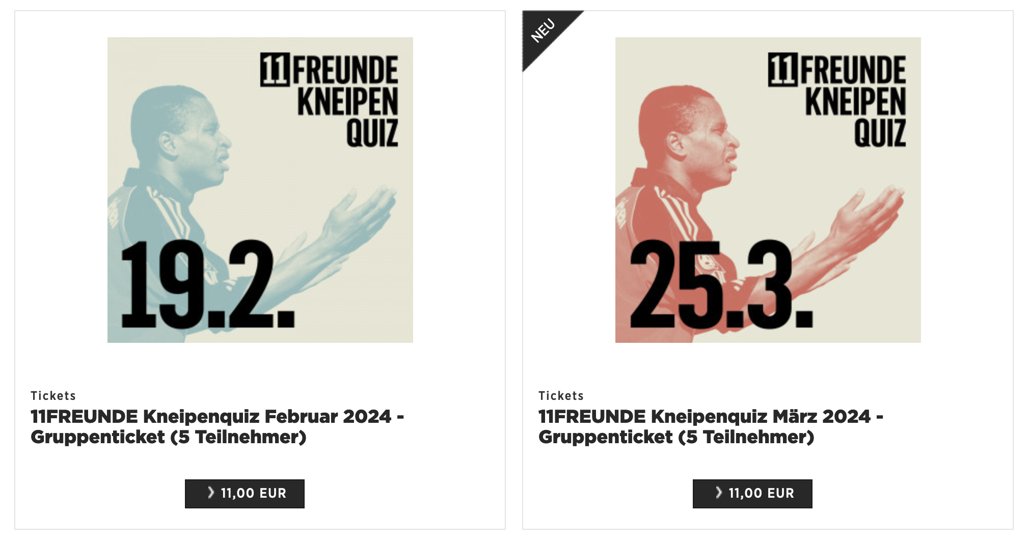 Teilnahmetickets fürs beliebte 11FREUNDE Kneipenquiz im Berliner Astra Kulturhaus