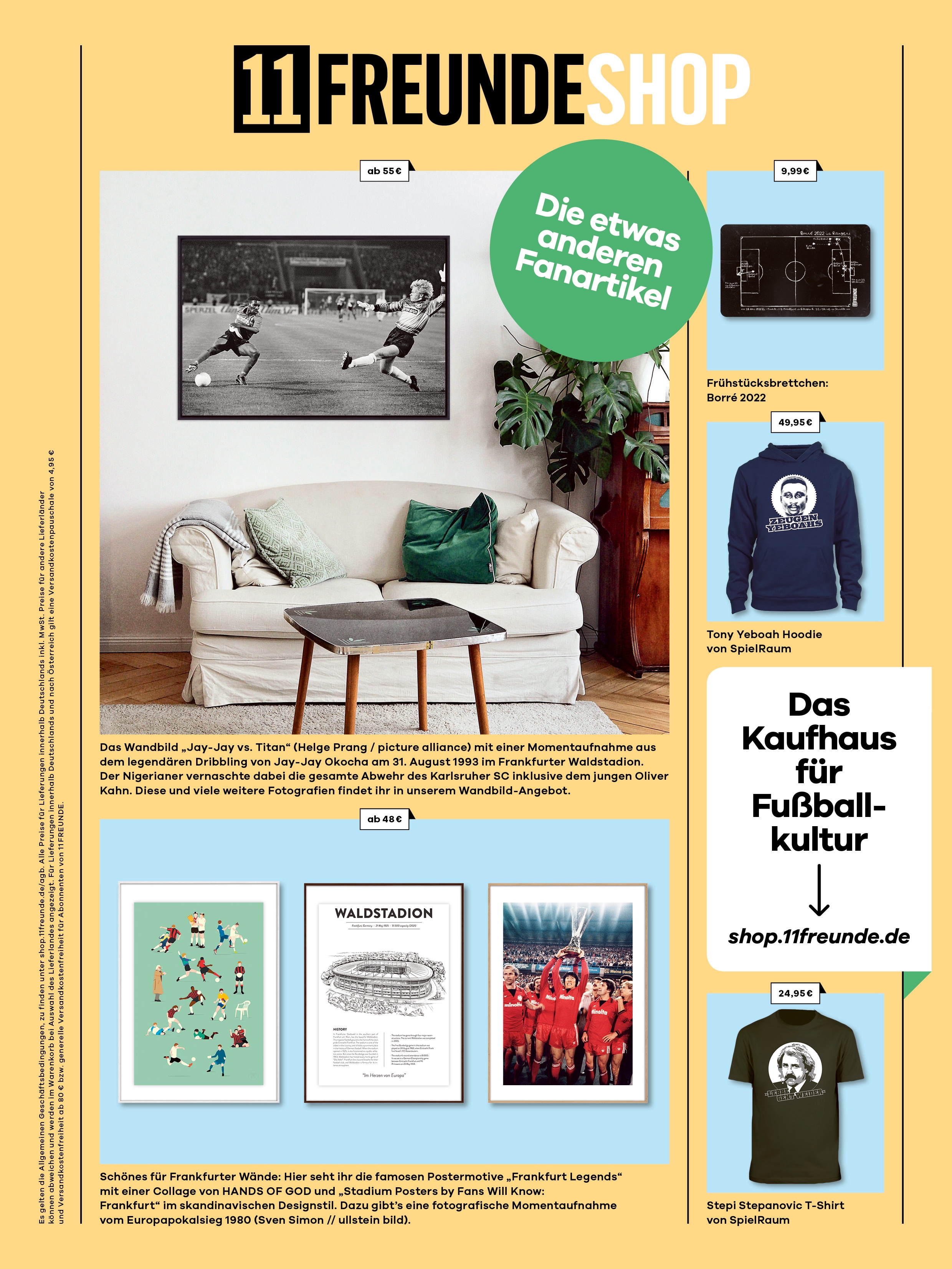 11FREUNDE SHOP Anzeige im Heft 11FREUNDE LEGENDEN - Die andere Geschichte der Eintracht