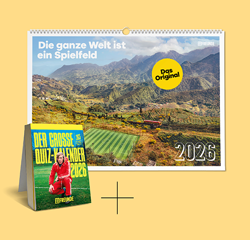 Kalender-Kombi 2026: 11FREUNDE Wand- und Quizkalender zusammen zum Vorteilspreis Kalender-Kombi 2026: 11FREUNDE Wand- und Quizkalender zusammen zum Vorteilspreis