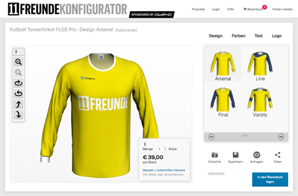 11FREUNDE Männer Torwart-Trikot-Konfigurator FLG 5 Pro